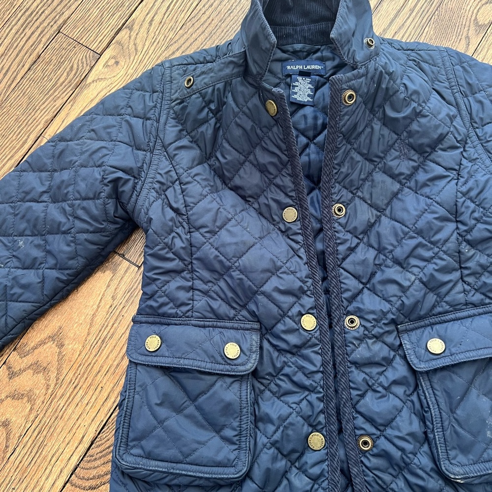 Ralph Lauren Navy Quilted Jacket with Gold Buttons